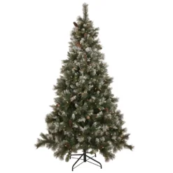 Christmas Central 6.5' Pre-lit Snow Valley Pine Artificial Christmas Tree Clear Lights