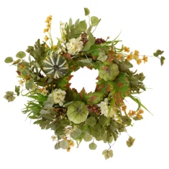 Christmas Central Pumpkins And Berries Artificial Fall Harvest Twig Wreath 24-Inch Unlit
