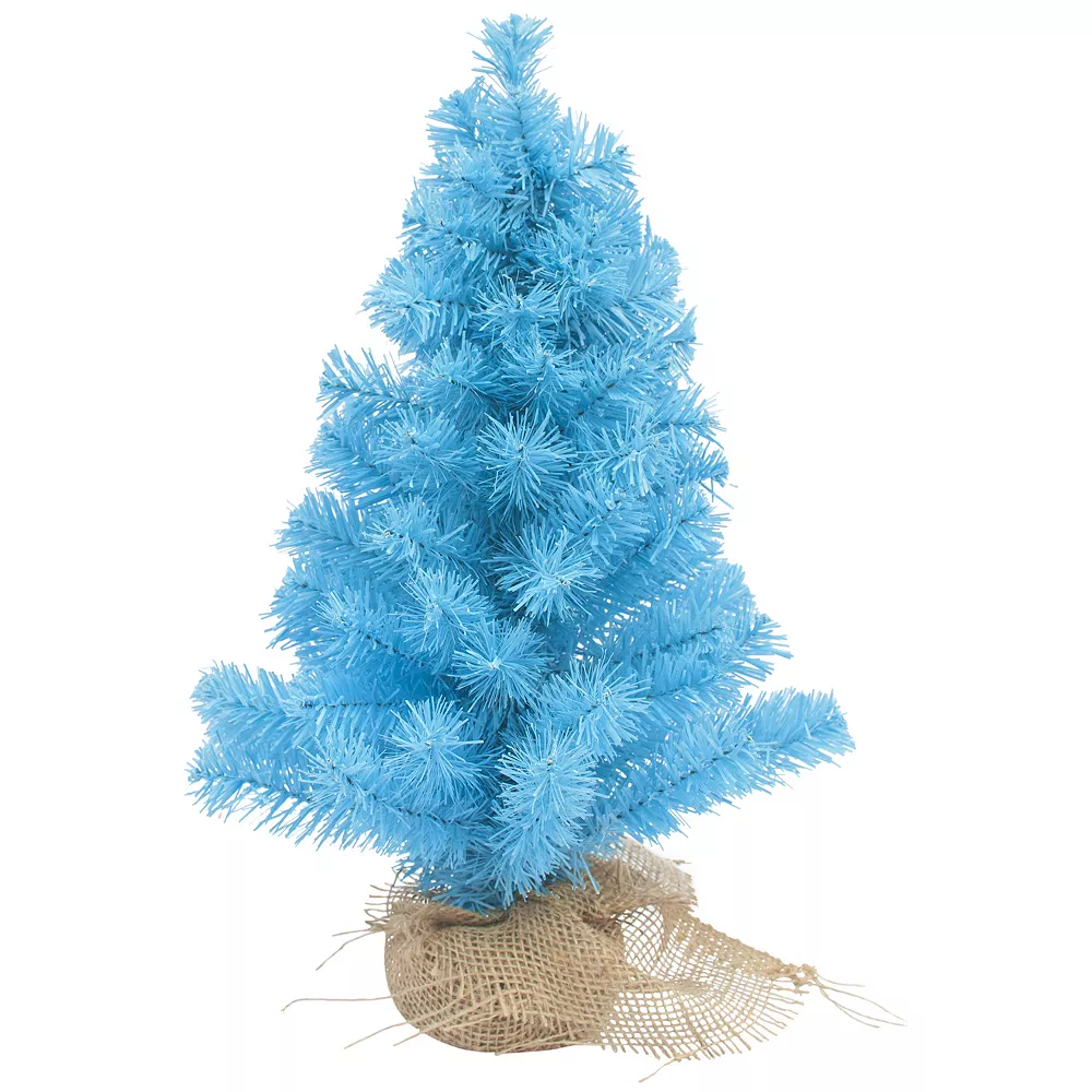 Christmas Central 17.5" Cerulean Blue Pine Tree In Natural Jute Base Christmas Decoration 1 Christmas Central 17.5" Cerulean Blue Pine Tree In Natural Jute Base Christmas Decoration