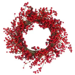 Christmas Central Red Berry Artificial Christmas Twig Wreath - 20-Inch Unlit