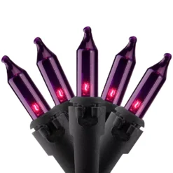 Christmas Central 35-Count Purple Mini Christmas Lights 7ft Black Wire