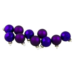 Christmas Central 10ct Shiny And Matte Purple Glass Ball Christmas Ornaments 1.75" (45mm)