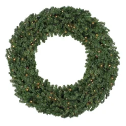Christmas Central 5' Pre-Lit Commercial Canadian Pine Artificial Christmas Wreath Clear Lights
