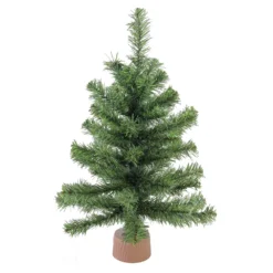 Christmas Central 18" Mini Canadian Pine Medium Artificial Christmas Tree In Faux Wood Base - Unlit