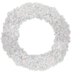 Christmas Central Pre-Lit White Commercial Snow White Pine Artificial Christmas Wreath - 6-Foot Clear Lights