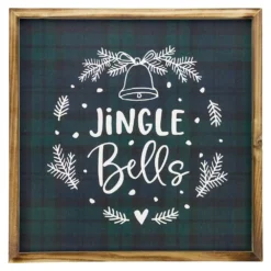 Christmas Central 15.75" Plaid 'Jingle Bells' Christmas Wall Sign