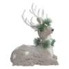 Christmas Central 12.75" Gray Sitting Sisal Reindeer With Wreath Christmas Figure
