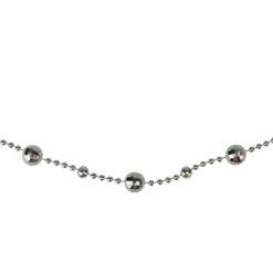 Christmas Central 15' X 0.5" Shiny Silver Mirrored Disco Ball Beaded Christmas Garland