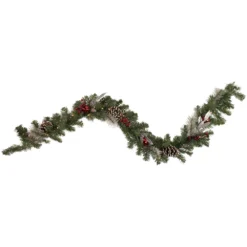 Christmas Central 6' X 9" Pre-Lit Decorated Frosted Pine Cone And Berries Artificial Christmas Garland