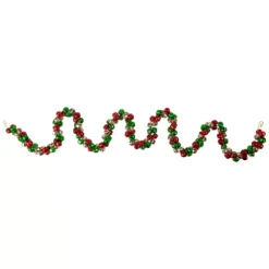 Christmas Central 5' Red Green And Gold Jingle Bell Christmas Garland