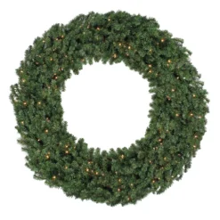 Christmas Central Lighted Commercial Size Canadian Pine Christmas Wreath - 10ft Clear Lights