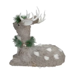 Christmas Central 14" Gray Sitting Sisal Reindeer With Wreath Christmas Figure 5 Christmas Central 14" Gray Sitting Sisal Reindeer With Wreath Christmas Figure -Christmas Central Shop 6059303 ALT2