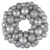 Christmas Central Silver Splendor 3-Finish Shatterproof Ball Christmas Wreath 13-Inch