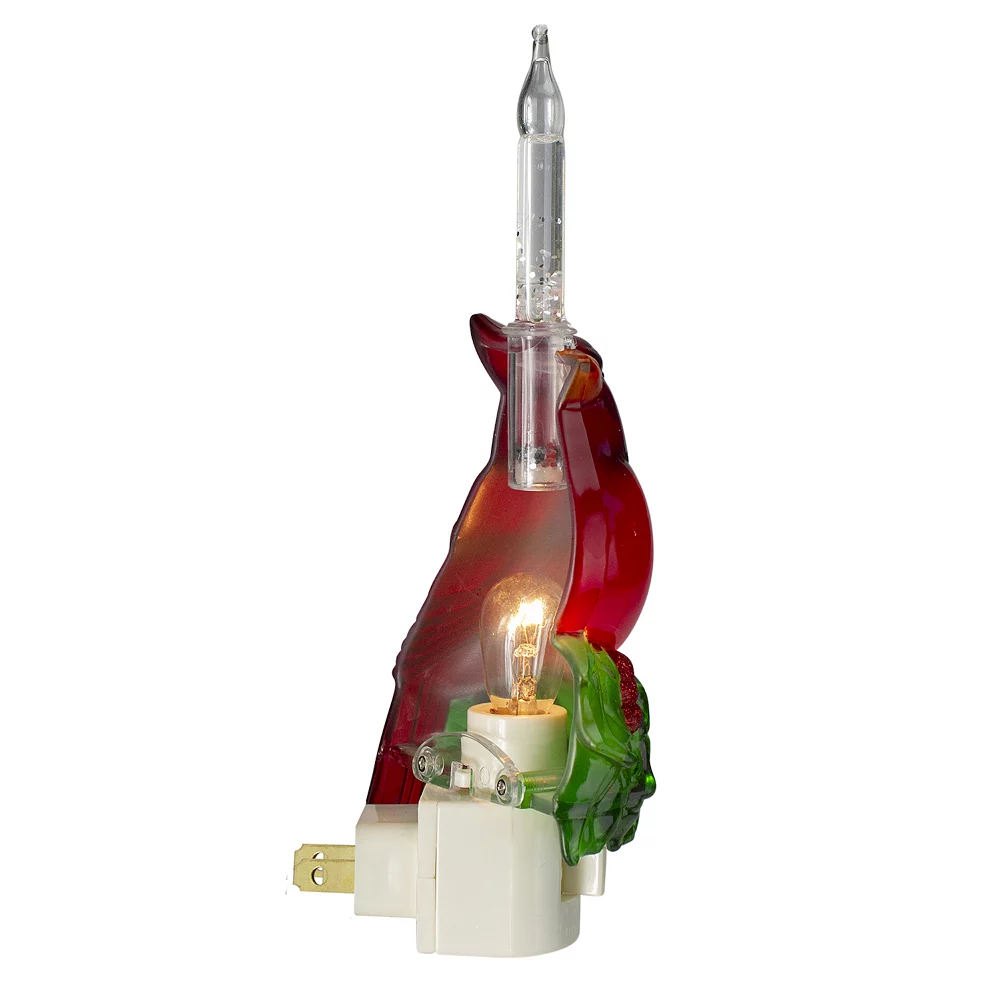 Christmas Central 7.5" Red Christmas Cardinal With Holly And Berry Bubble Night Light 3 Christmas Central 7.5" Red Christmas Cardinal With Holly And Berry Bubble Night Light - Image 3