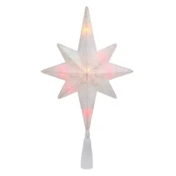 Christmas Central 11" White Frosted Bethlehem Star With Gold Scrolling Christmas Tree Topper - Multi Lights