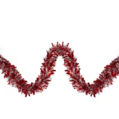 Christmas Central Red And Silver Wide Cut Christmas Tinsel Garland - 12 Feet Unlit