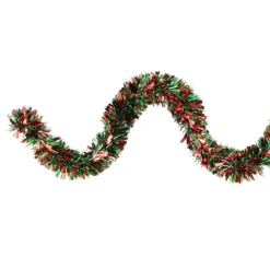 Christmas Central 12' Red And Green Wide Cut Christmas Tinsel Garland - Unlit