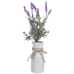 Christmas Central 13" Artificial Lavender Arrangement In Milk Bottle