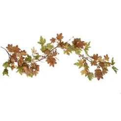 Christmas Central 5' X 8" Maple Leaves And Berries Artificial Fall Harvest Garland Unlit