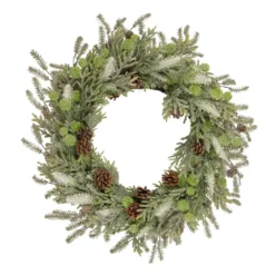 Christmas Central Frosted Pine And Pinecone Christmas Wreath 30-Inch Unlit