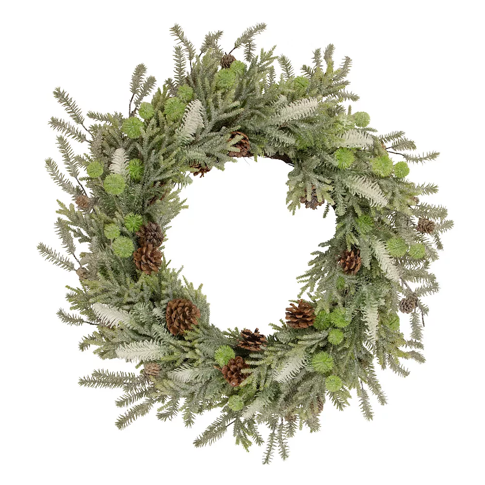 Christmas Central Frosted Pine And Pinecone Christmas Wreath 30-Inch Unlit 1 Christmas Central Frosted Pine And Pinecone Christmas Wreath 30-Inch Unlit
