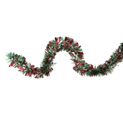 Christmas Central 12' Shiny Red And Silver Christmas Tinsel Garland - Unlit