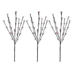 Christmas Central Set Of 3 Pre-Lit Cherry Blossom Artificial Tree Branches 2.5' - Red LED Lights