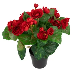 Christmas Central 11" Red Potted Silk Begonia Spring Artificial Floral Arrangement
