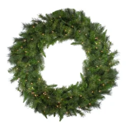 Christmas Central Canyon Pine Mixed Artificial Christmas Wreath - 48-Inch Clear Lights