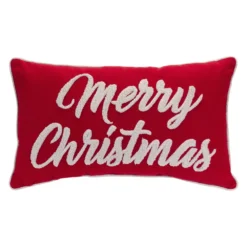 Christmas Central 19" Red And White "Merry Christmas" Rectangular Throw Pillow