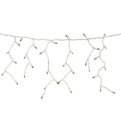 Christmas Central 100 Count Orange Mini Icicle Christmas Lights - 3.5 Ft White Wire