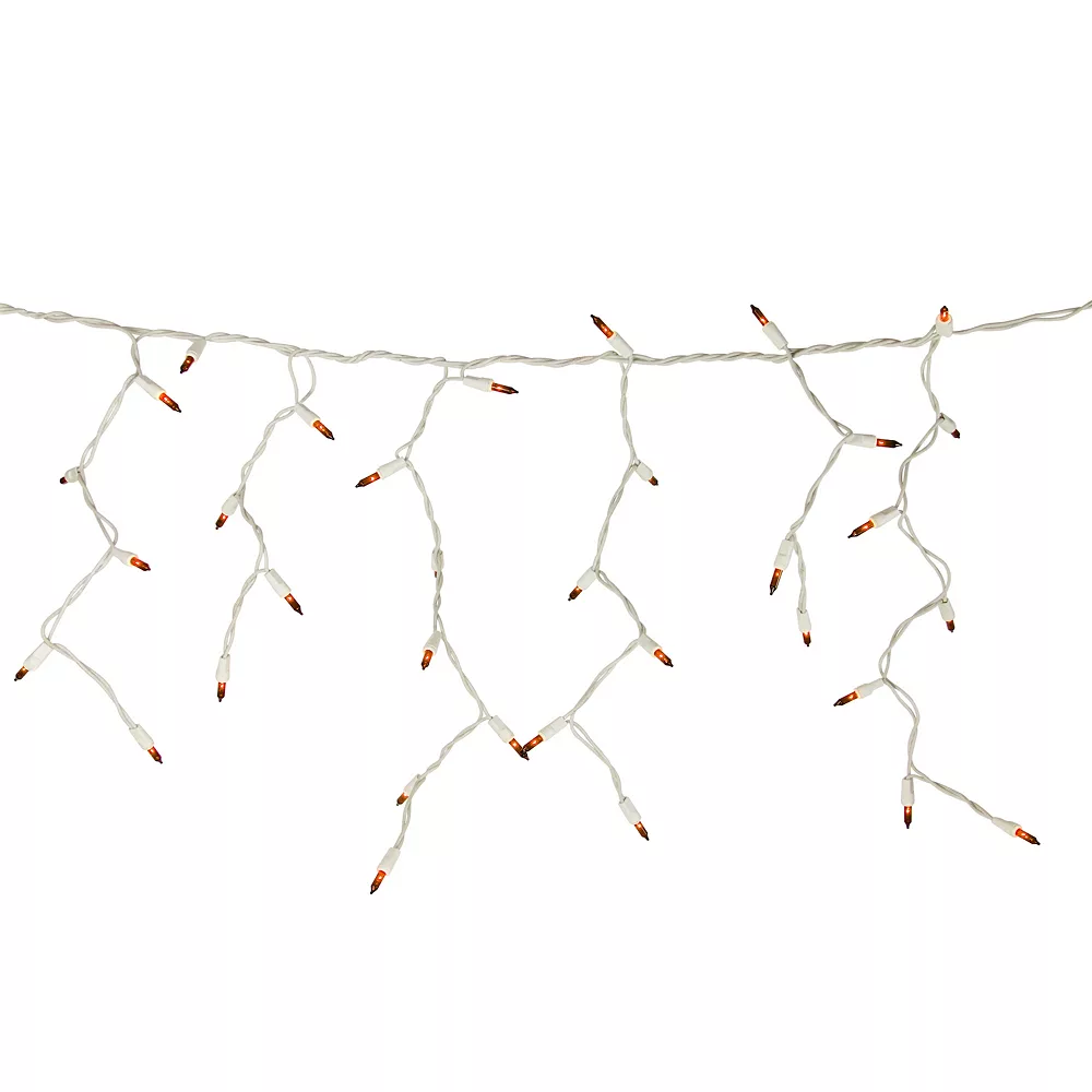 Christmas Central 100 Count Orange Mini Icicle Christmas Lights - 3.5 Ft White Wire 1 Christmas Central 100 Count Orange Mini Icicle Christmas Lights - 3.5 Ft White Wire