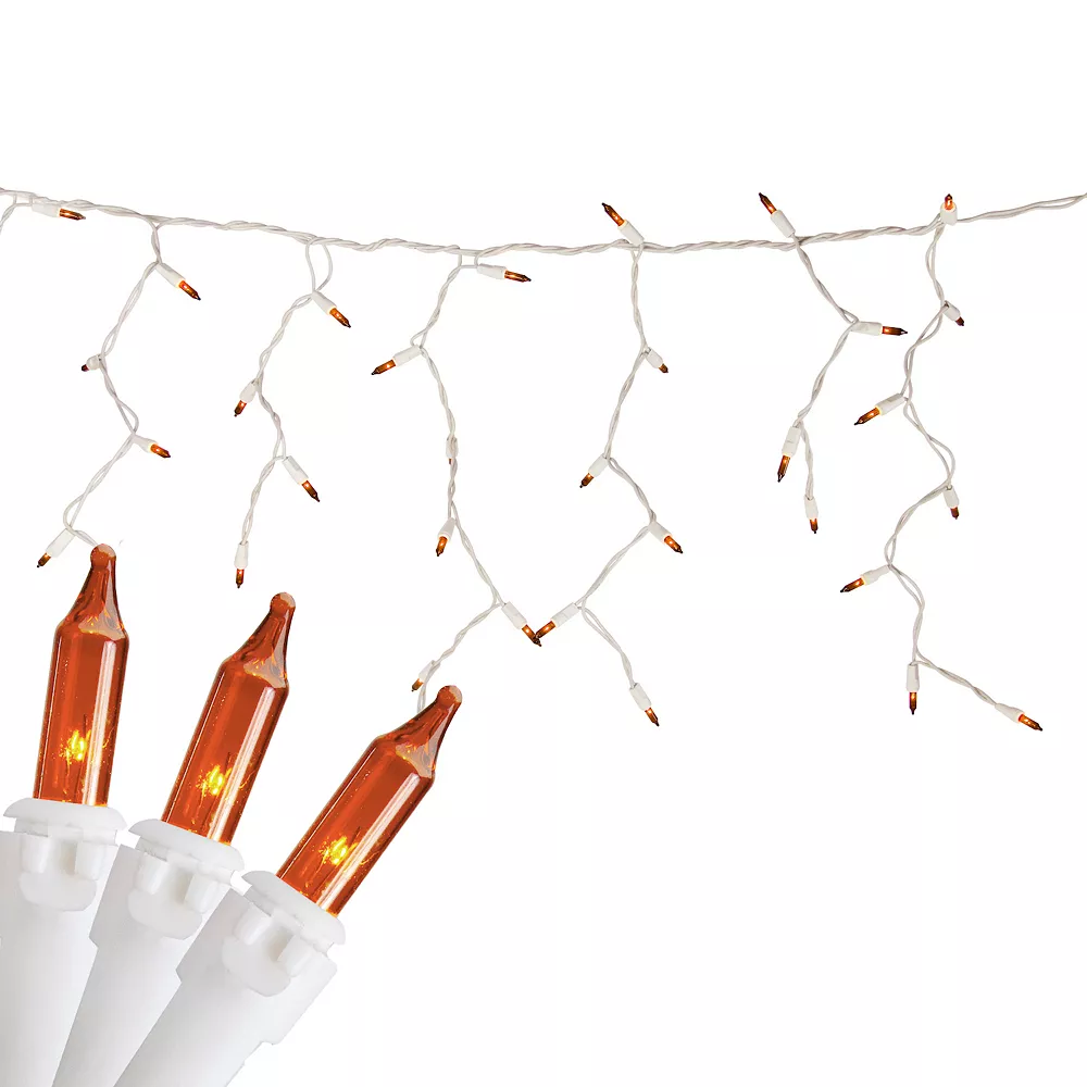Christmas Central 100 Count Orange Mini Icicle Christmas Lights - 3.5 Ft White Wire 3 Christmas Central 100 Count Orange Mini Icicle Christmas Lights - 3.5 Ft White Wire - Image 3