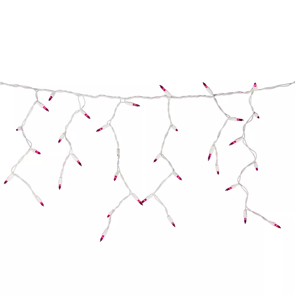 Christmas Central 100 Count Pink Mini Icicle Christmas Lights - 3.5 Ft White Wire 1 Christmas Central 100 Count Pink Mini Icicle Christmas Lights - 3.5 Ft White Wire