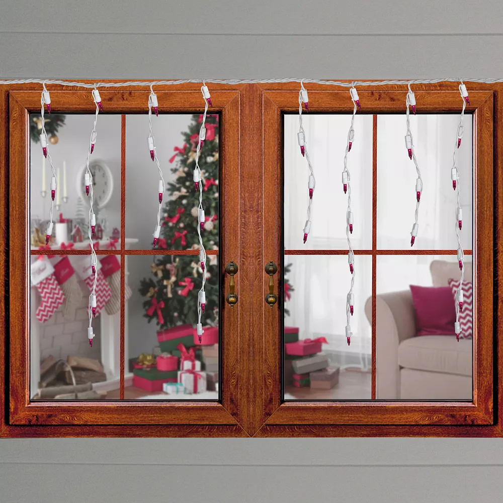 Christmas Central 100 Count Pink Mini Icicle Christmas Lights - 3.5 Ft White Wire 2 Christmas Central 100 Count Pink Mini Icicle Christmas Lights - 3.5 Ft White Wire - Image 2