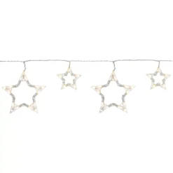 Christmas Central 10 Count Clear LED Twinkle Star Icicle Christmas Lights 10.25 Ft White Wire