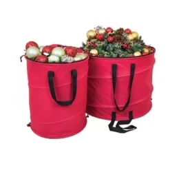 Christmas Central 30" Red And Black Extra Large Pop-Up Christmas Decorations Storage Bag
