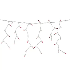 Christmas Central 100 Count Red Mini Icicle Christmas Lights - 3.5 Ft White Wire