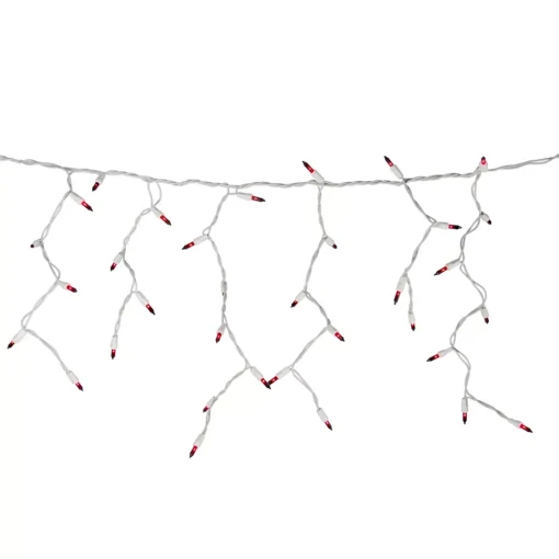 Christmas Central 100 Count Red Mini Icicle Christmas Lights - 3.5 Ft White Wire -Christmas Central Shop 6066604