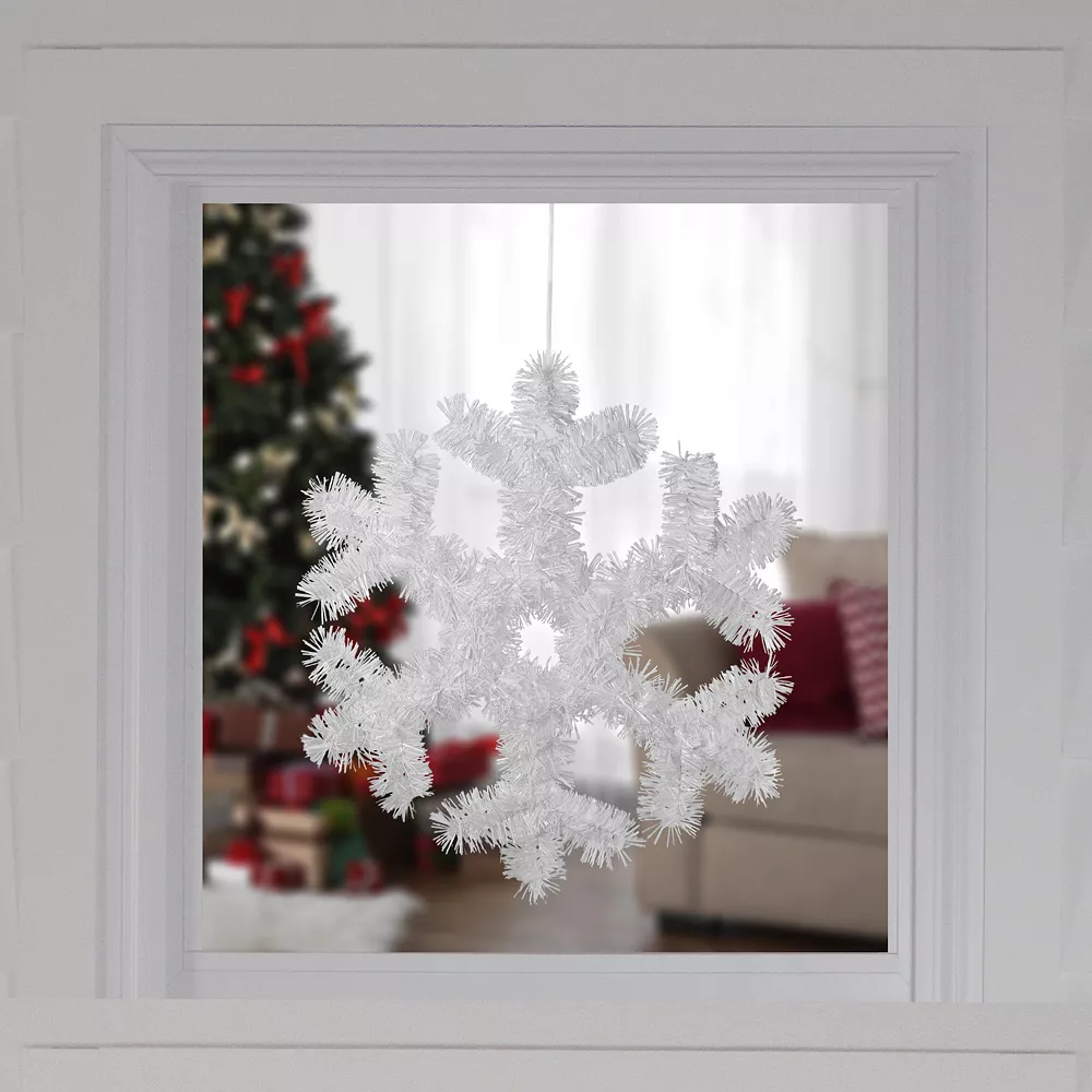 Christmas Central 13.5" Tinsel Snowflake Christmas Window Decoration 2 Christmas Central 13.5" Tinsel Snowflake Christmas Window Decoration - Image 2