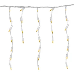 Christmas Central 100 Count Opaque Gold Mini Icicle Christmas Lights - 3.5 Ft White Wire
