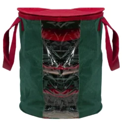 Christmas Central 12” Red And Green Christmas Light Storage Organizer With Window
