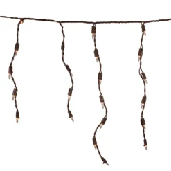 Christmas Central 100 Count Clear Mini Icicle Christmas Lights - 3.5 Ft Brown Wire