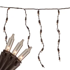 Christmas Central 100 Count Clear Mini Icicle Christmas Lights - 3.5 Ft Brown Wire -Christmas Central Shop 6066899 ALT2