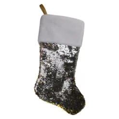 Christmas Central 22.75" Gold And Silver Reversible Sequined Christmas Stocking -Christmas Central Shop 6066919 ALT2