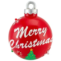 Christmas Central 10" LED Lighted Red And Green "Merry Christmas" Tabletop Ornament Ball