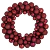 Christmas Central Burgundy 3-Finish Shatterproof Ball Christmas Wreath - 24" Unlit