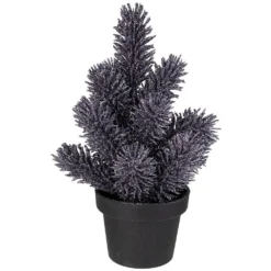 Christmas Central 8.5" Gray Potted Glittered Artificial Mini Pine Christmas Tree - Unlit
