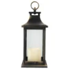Christmas Central 12.5" Black With Gold Brushing Candle Lantern With Flameless LED Candle
