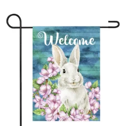 Christmas Central Welcome Bunny Floral Spring Outdoor Garden Flag 12.5" X 18"